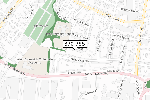 B70 7SS map - large scale - OS Open Zoomstack (Ordnance Survey)