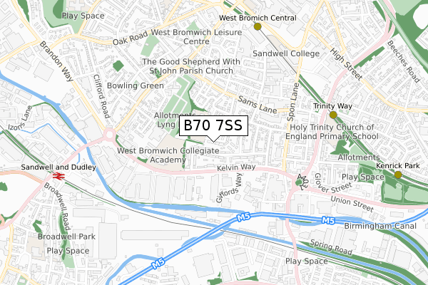 B70 7SS map - small scale - OS Open Zoomstack (Ordnance Survey)
