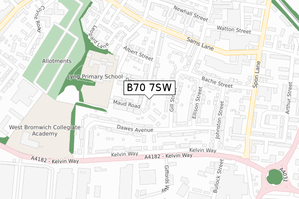 B70 7SW map - large scale - OS Open Zoomstack (Ordnance Survey)