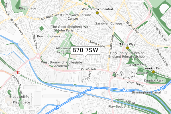 B70 7SW map - small scale - OS Open Zoomstack (Ordnance Survey)