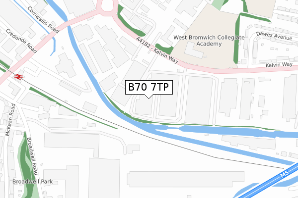 B70 7TP map - large scale - OS Open Zoomstack (Ordnance Survey)