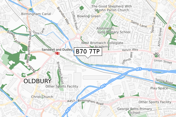 B70 7TP map - small scale - OS Open Zoomstack (Ordnance Survey)