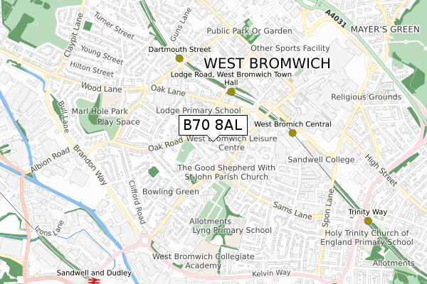 B70 8AL map - small scale - OS Open Zoomstack (Ordnance Survey)