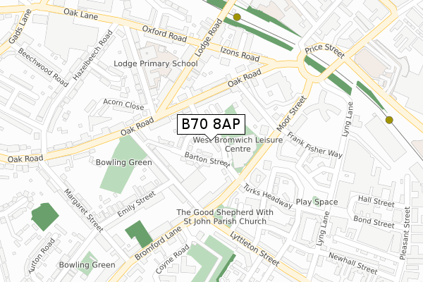 B70 8AP map - large scale - OS Open Zoomstack (Ordnance Survey)