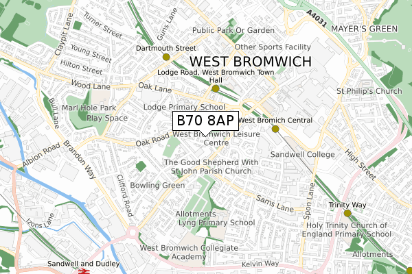 B70 8AP map - small scale - OS Open Zoomstack (Ordnance Survey)