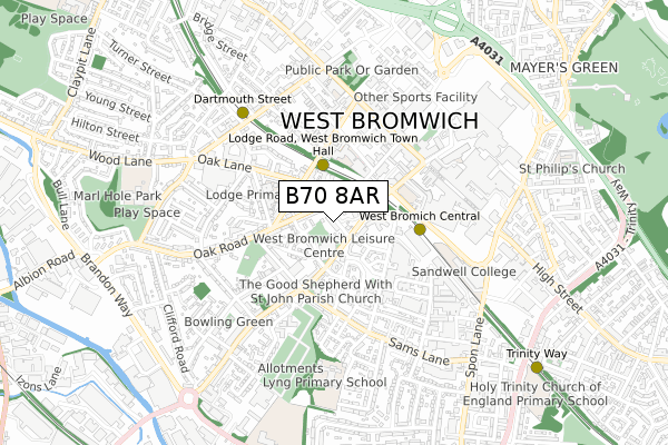 B70 8AR map - small scale - OS Open Zoomstack (Ordnance Survey)