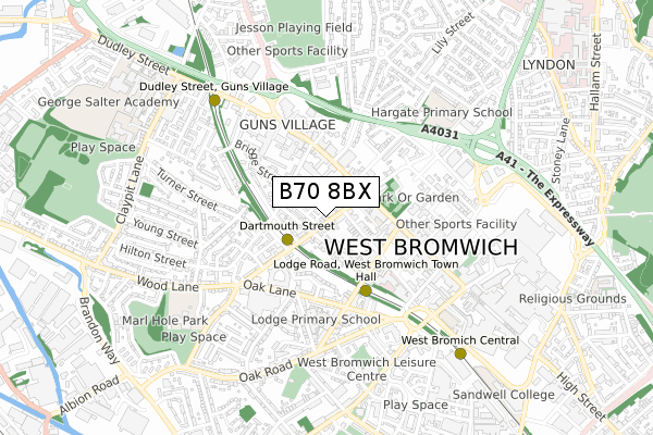 B70 8BX map - small scale - OS Open Zoomstack (Ordnance Survey)