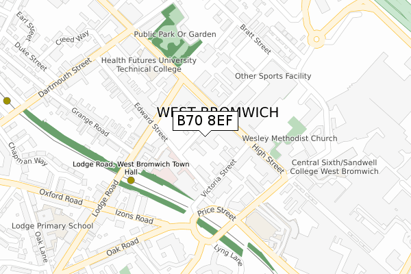 B70 8EF map - large scale - OS Open Zoomstack (Ordnance Survey)