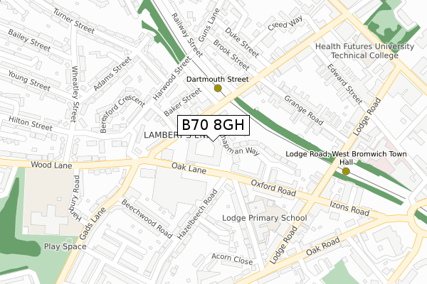 B70 8GH map - large scale - OS Open Zoomstack (Ordnance Survey)