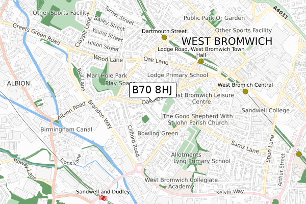 B70 8HJ map - small scale - OS Open Zoomstack (Ordnance Survey)