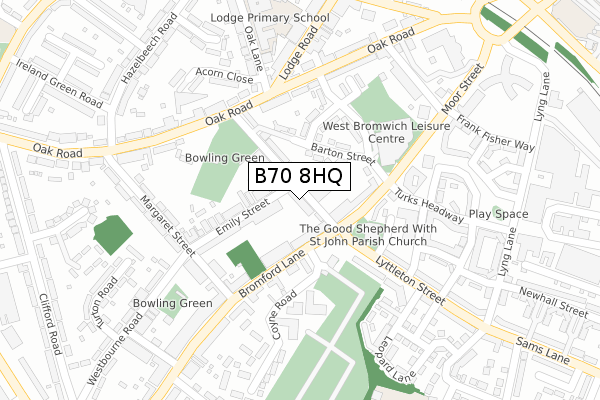 B70 8HQ map - large scale - OS Open Zoomstack (Ordnance Survey)