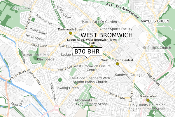 B70 8HR map - small scale - OS Open Zoomstack (Ordnance Survey)