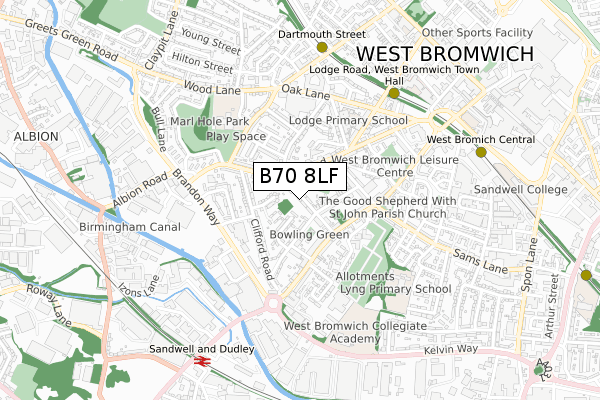 B70 8LF map - small scale - OS Open Zoomstack (Ordnance Survey)