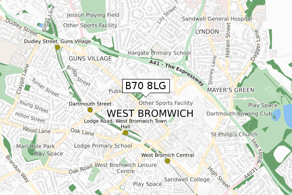 B70 8LG map - small scale - OS Open Zoomstack (Ordnance Survey)