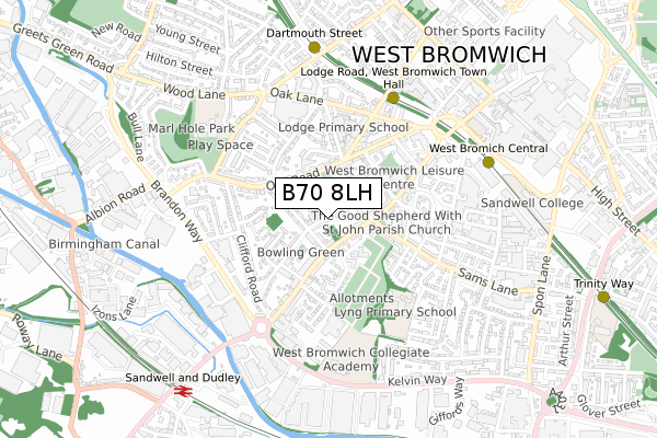 B70 8LH map - small scale - OS Open Zoomstack (Ordnance Survey)