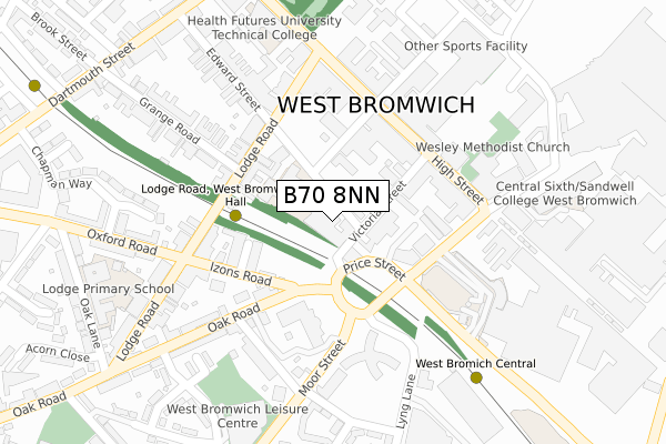 B70 8NN map - large scale - OS Open Zoomstack (Ordnance Survey)