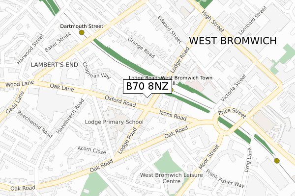 B70 8NZ map - large scale - OS Open Zoomstack (Ordnance Survey)