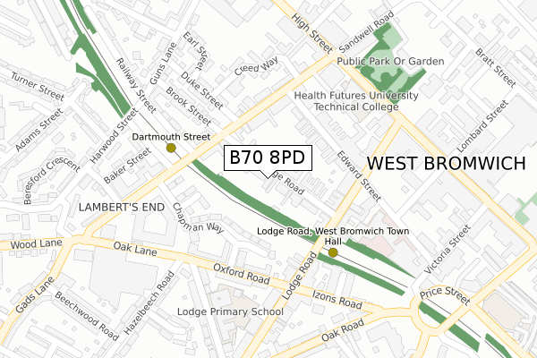 B70 8PD map - large scale - OS Open Zoomstack (Ordnance Survey)