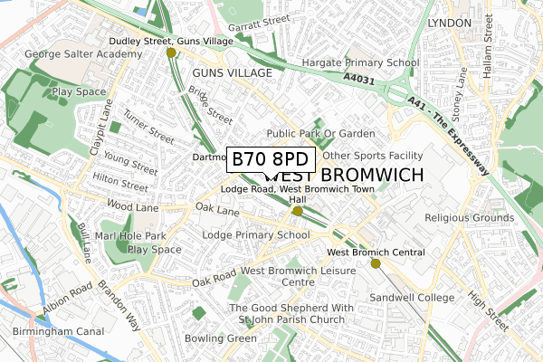 B70 8PD map - small scale - OS Open Zoomstack (Ordnance Survey)