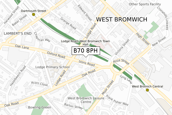 B70 8PH map - large scale - OS Open Zoomstack (Ordnance Survey)