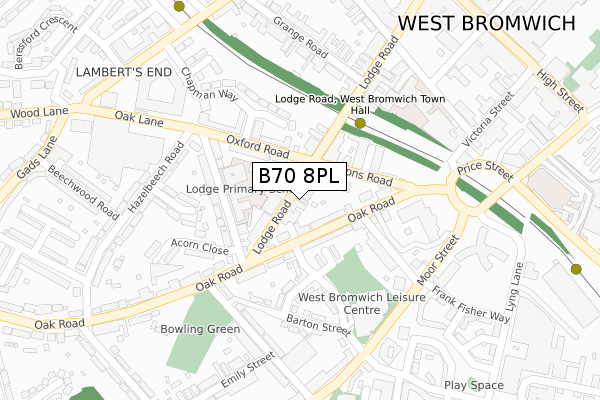 B70 8PL map - large scale - OS Open Zoomstack (Ordnance Survey)