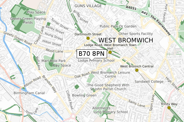 B70 8PN map - small scale - OS Open Zoomstack (Ordnance Survey)