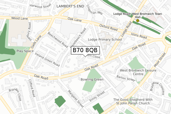 B70 8QB map - large scale - OS Open Zoomstack (Ordnance Survey)