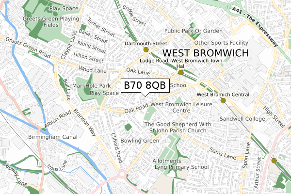 B70 8QB map - small scale - OS Open Zoomstack (Ordnance Survey)