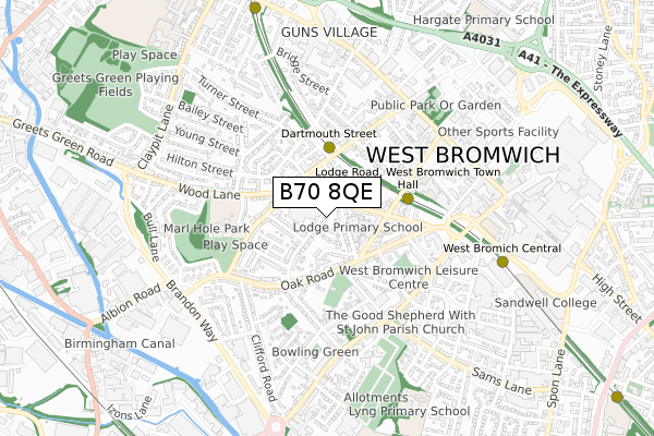 B70 8QE map - small scale - OS Open Zoomstack (Ordnance Survey)