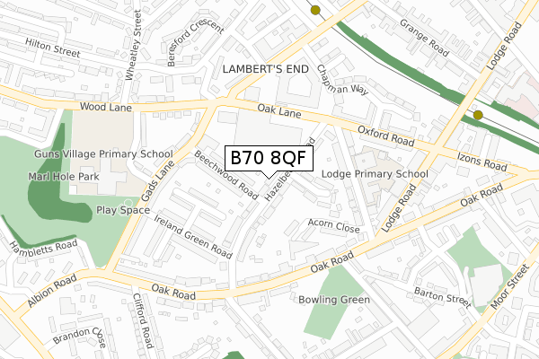 B70 8QF map - large scale - OS Open Zoomstack (Ordnance Survey)