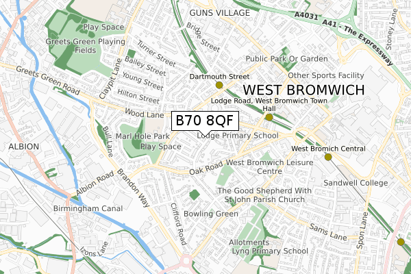 B70 8QF map - small scale - OS Open Zoomstack (Ordnance Survey)