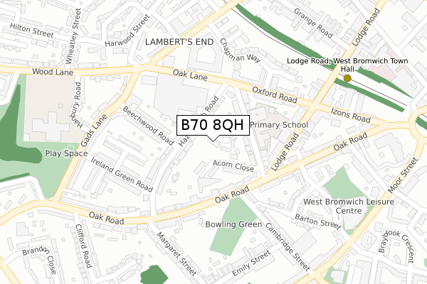 B70 8QH map - large scale - OS Open Zoomstack (Ordnance Survey)