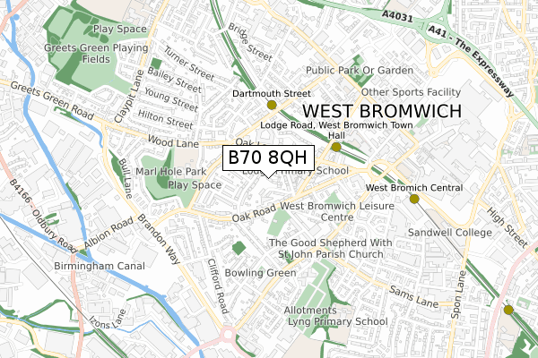 B70 8QH map - small scale - OS Open Zoomstack (Ordnance Survey)