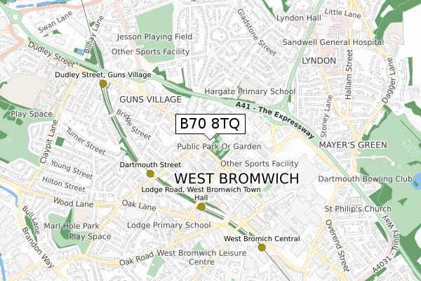 B70 8TQ map - small scale - OS Open Zoomstack (Ordnance Survey)