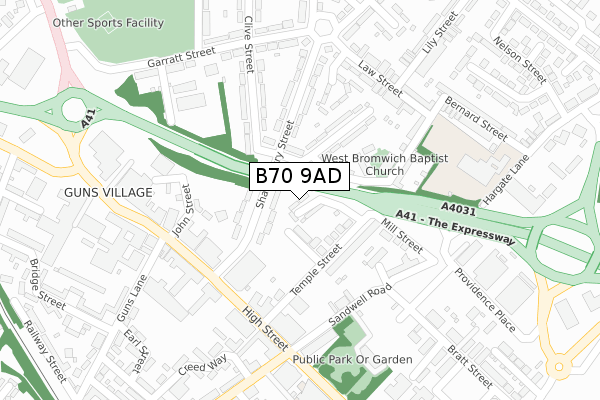 B70 9AD map - large scale - OS Open Zoomstack (Ordnance Survey)