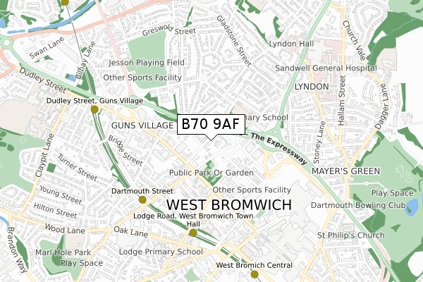 B70 9AF map - small scale - OS Open Zoomstack (Ordnance Survey)