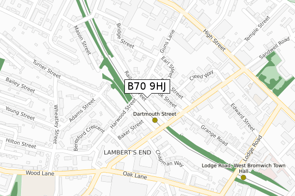 B70 9HJ map - large scale - OS Open Zoomstack (Ordnance Survey)