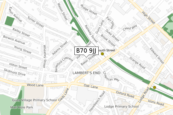 B70 9JJ map - large scale - OS Open Zoomstack (Ordnance Survey)