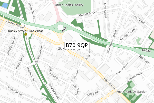 B70 9QP map - large scale - OS Open Zoomstack (Ordnance Survey)