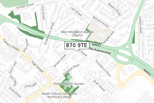 B70 9TE map - large scale - OS Open Zoomstack (Ordnance Survey)