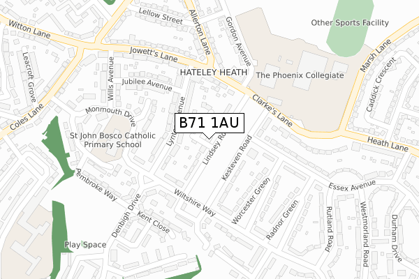 B71 1AU map - large scale - OS Open Zoomstack (Ordnance Survey)