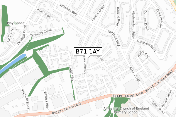 B71 1AY map - large scale - OS Open Zoomstack (Ordnance Survey)