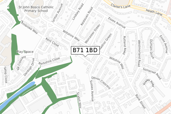 B71 1BD map - large scale - OS Open Zoomstack (Ordnance Survey)