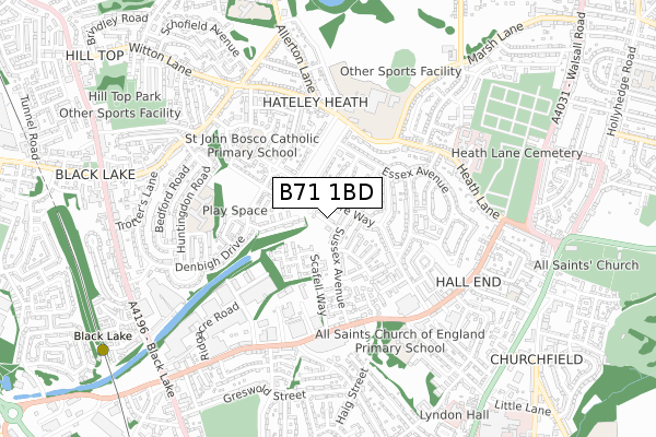 B71 1BD map - small scale - OS Open Zoomstack (Ordnance Survey)