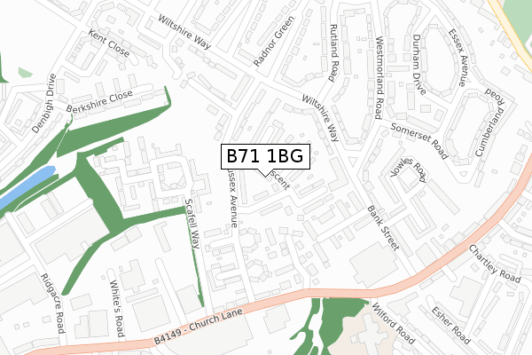 B71 1BG map - large scale - OS Open Zoomstack (Ordnance Survey)