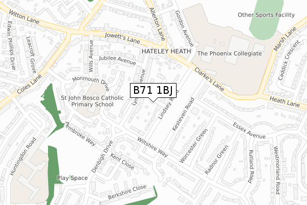 B71 1BJ map - large scale - OS Open Zoomstack (Ordnance Survey)