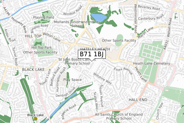 B71 1BJ map - small scale - OS Open Zoomstack (Ordnance Survey)