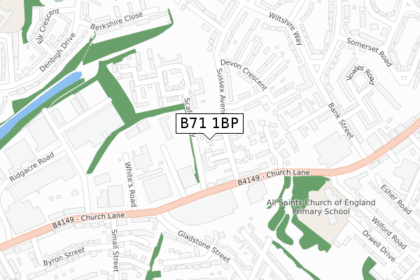 B71 1BP map - large scale - OS Open Zoomstack (Ordnance Survey)