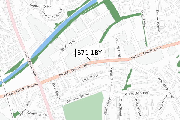 B71 1BY map - large scale - OS Open Zoomstack (Ordnance Survey)