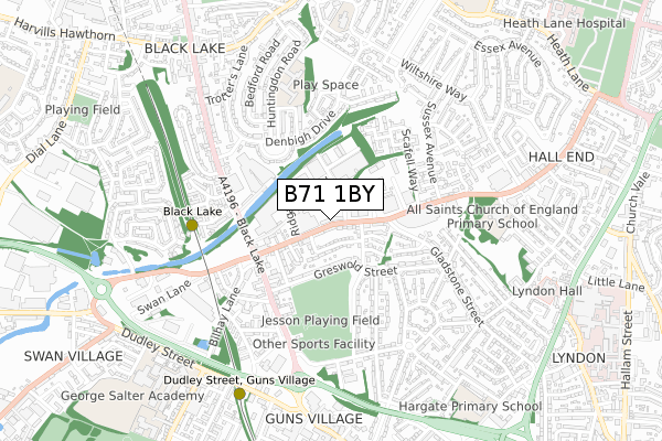 B71 1BY map - small scale - OS Open Zoomstack (Ordnance Survey)